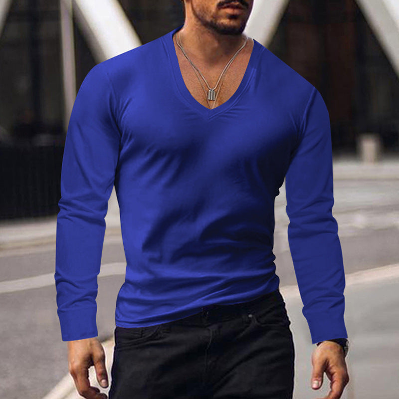T-shirt manches longues homme Col V Confort Coton