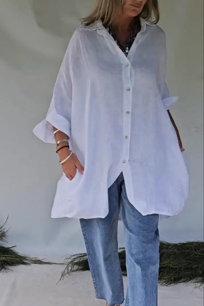 Chemisier femme oversize décontracté à boutons-pression