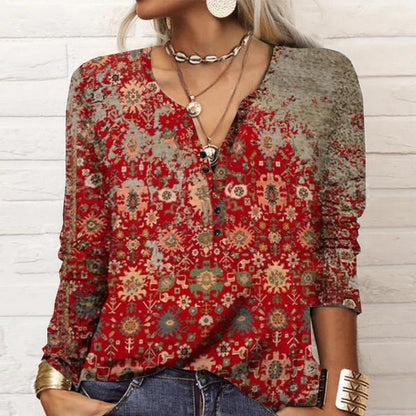Chemise décontractée femme Manches longues Motif tendance