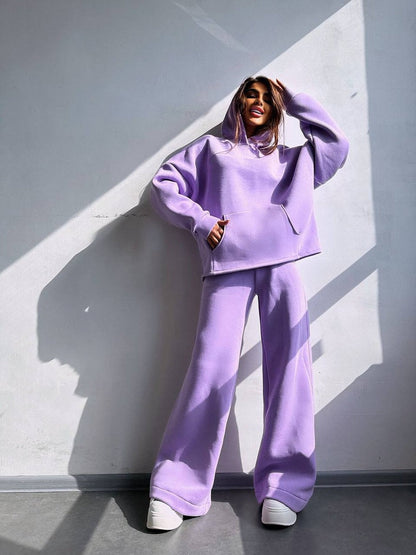 Ensemble Sweat à capuche oversize et jogging large femme