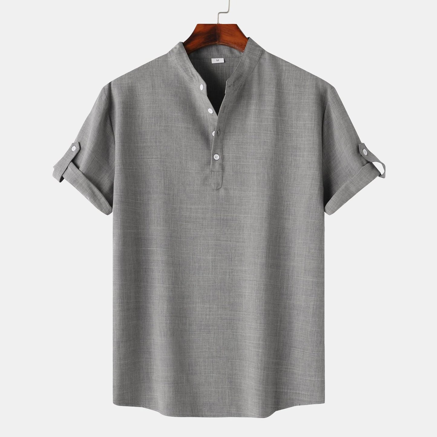 Chemise à manches courtes pour homme, style Henley moderne