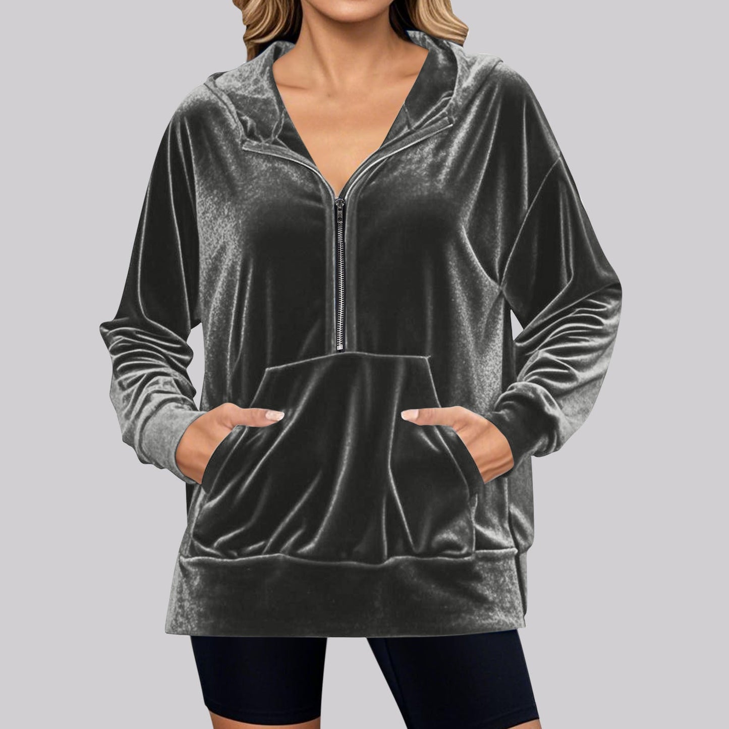 Sweat à capuche polaire douillet pour femme avec poches