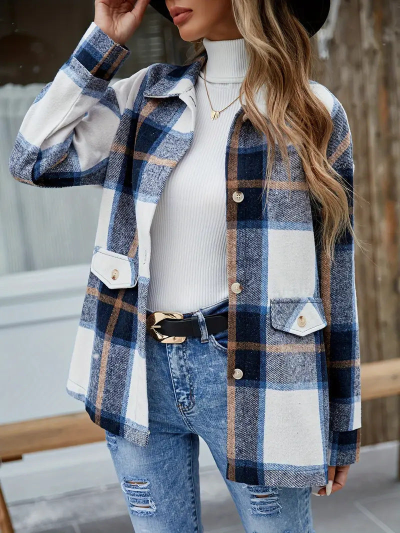Chemisier oversize à carreaux chic pour femme