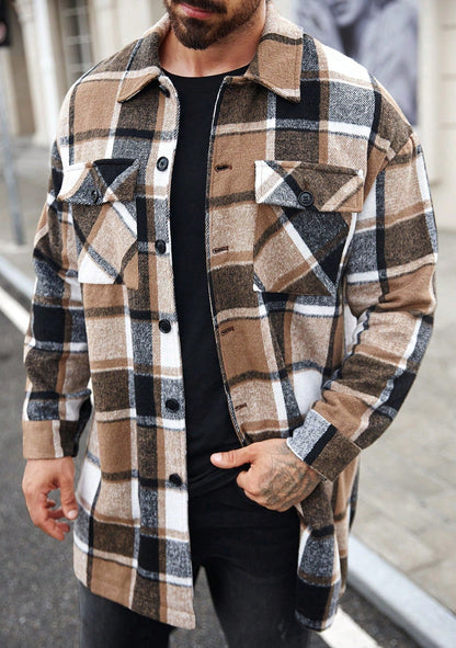 Veste en flanelle à carreaux coupe moderne pour homme