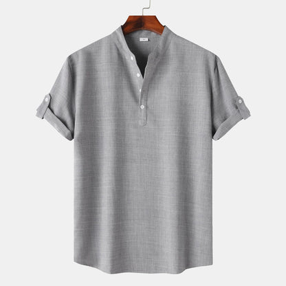 Chemise à manches courtes pour homme, style Henley moderne