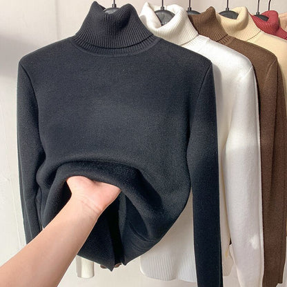 Pulls à col roulé doux pour femmes en polaire teddy
