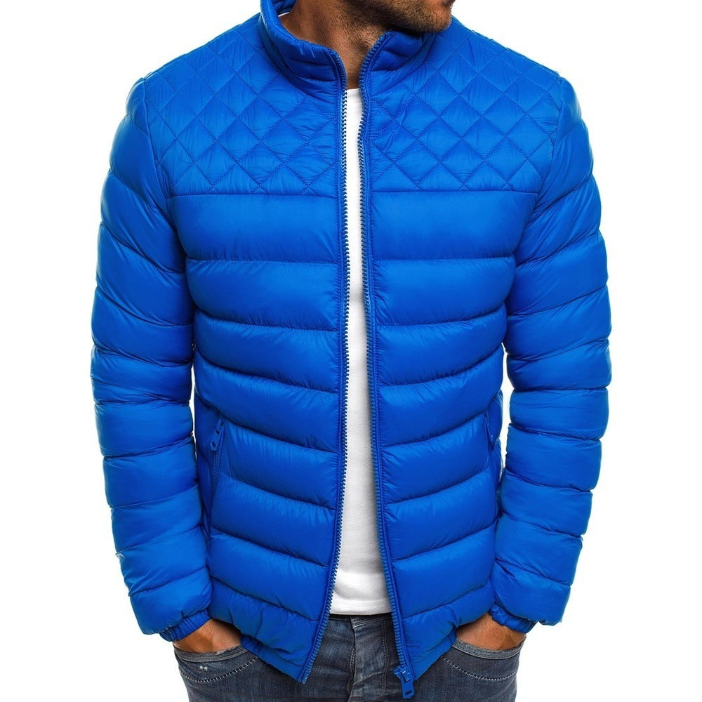 Veste d'hiver matelassée pour homme avec col montant et poches zippées