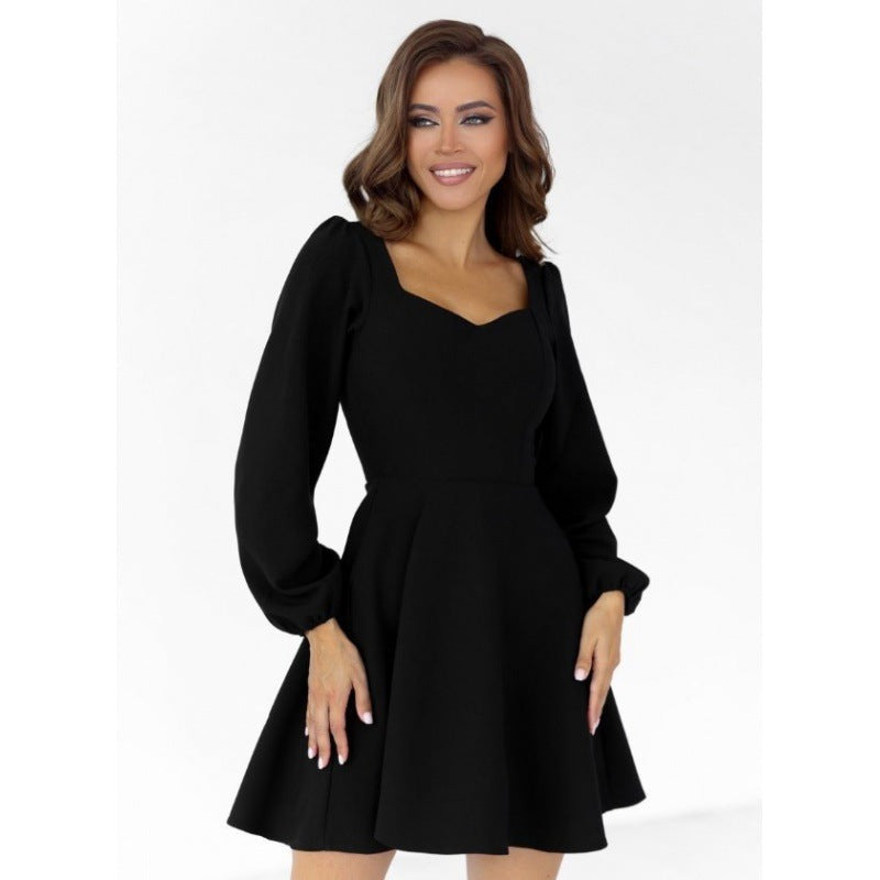 Mini-robe Femme Manches Bouffantes Décolleté Cœur Robe d'été