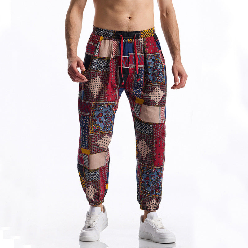 Pantalon de loisirs homme imprimé coloré élastique