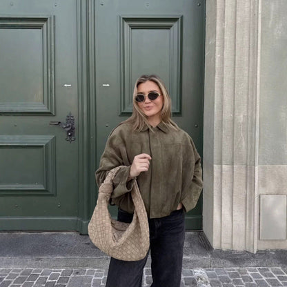 Damen Oversized Jacke Lässig Chic_Style - IdealeKleiden