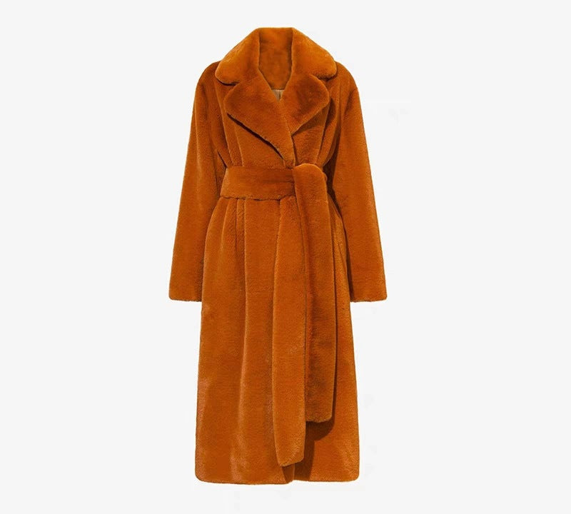 Peignoir long doux avec ceinture et poches pour femme