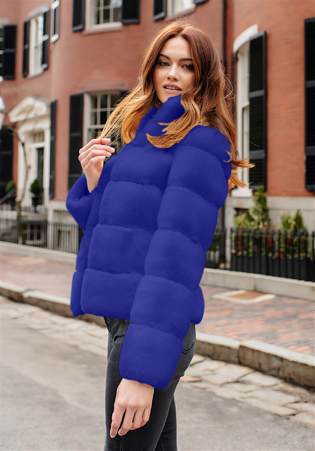 Veste d'hiver femme rembourrage duvet col montant