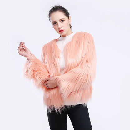 Manteau en fausse fourrure pour femmes Doux Manches longues Élégant