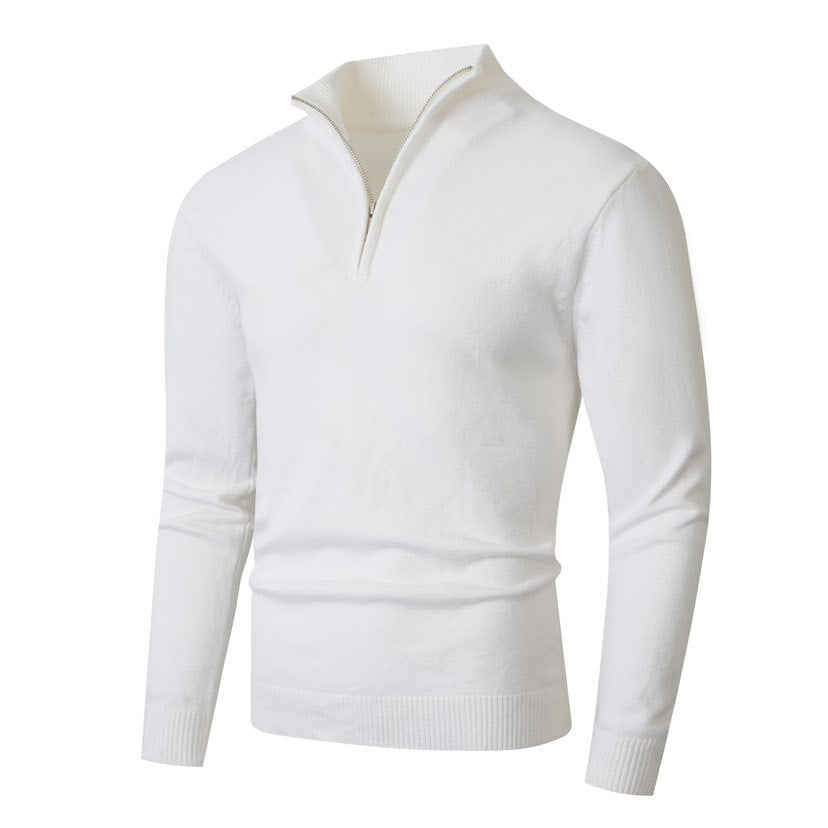 Pull pour homme, moderne, à demi-fermeture éclair, tissu structuré
