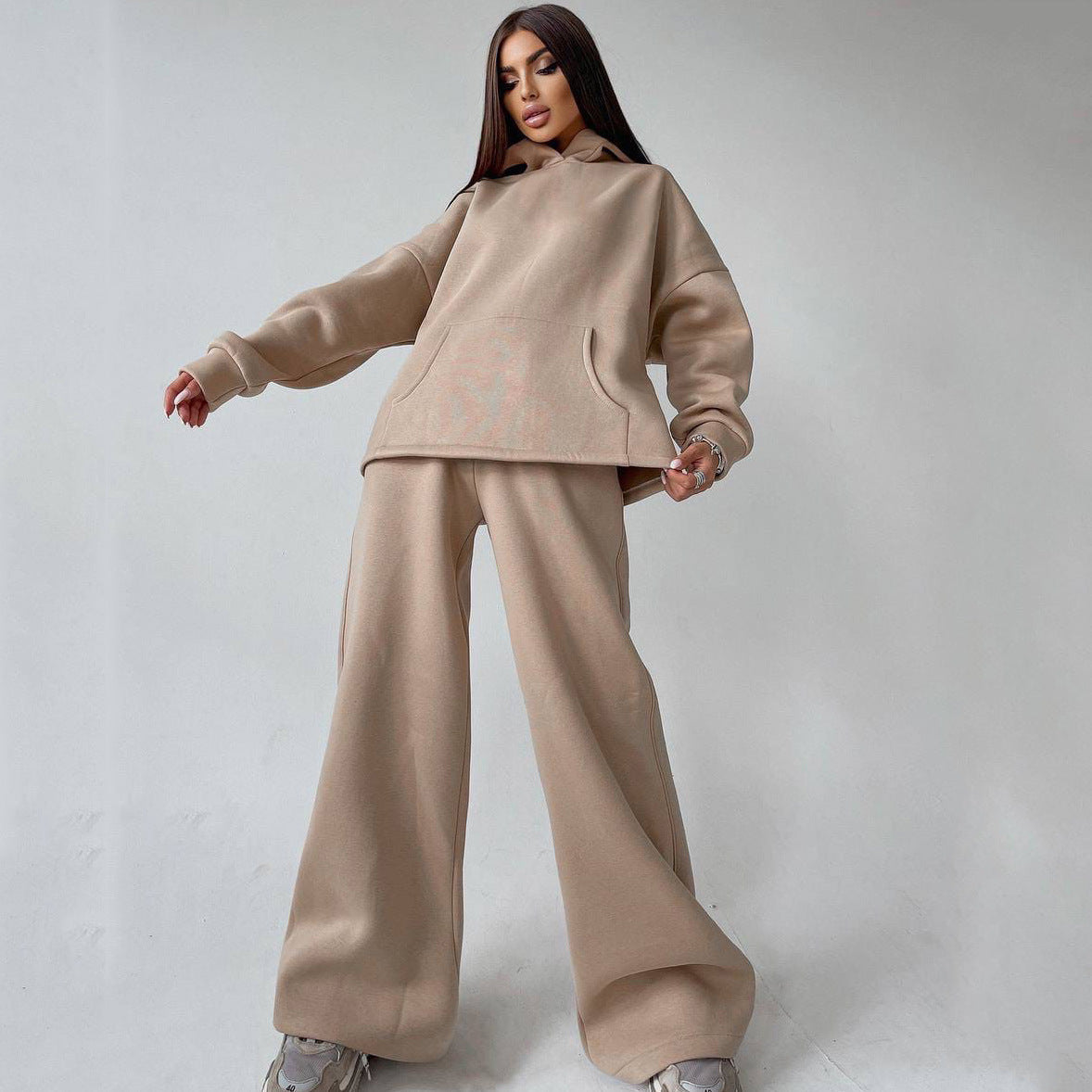 Ensemble sweat à capuche oversize décontracté et pantalon large pour femme