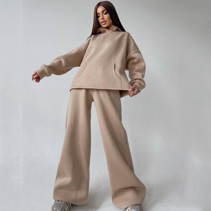 Ensemble sweat à capuche oversize décontracté et pantalon large pour femme