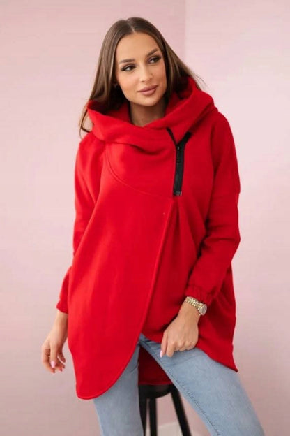 Veste sweat élégante Fermeture éclair asymétrique