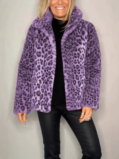 Manteau Femme Oversize Fausse Fourrure Imprimé Léopard