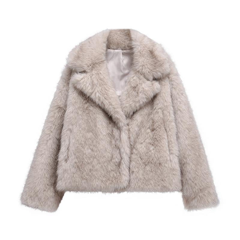 Blazer long en fausse fourrure élégant pour femmes