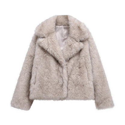 Blazer long en fausse fourrure élégant pour femmes