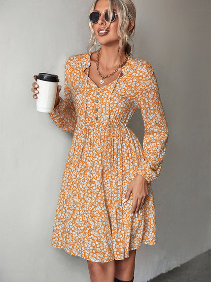 Robe d'été motif floral robe à volants élastique