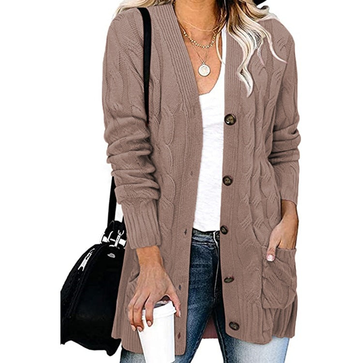 Gilet cardigan en grosse maille pour femme avec boutons et poches