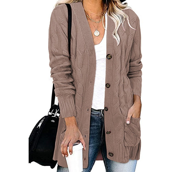 Gilet cardigan en grosse maille pour femme avec boutons et poches