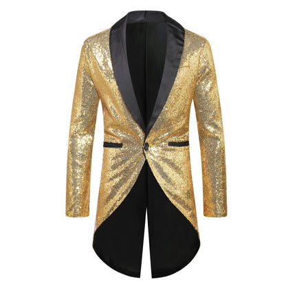 Blazer de costume pour homme, effet pailleté, élégant, col châle