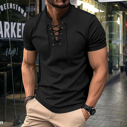 Polo homme coupe décontractée à lacets