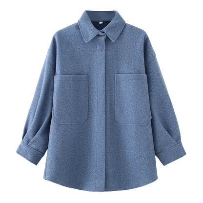 Veste en laine oversize femme avec poches et design chic