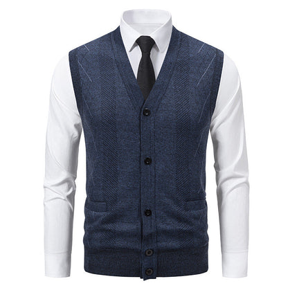 Cardigan homme col V classique torsadé