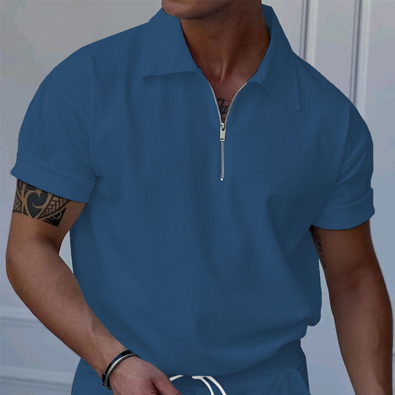 Polo-shirt homme manches courtes effet texturé