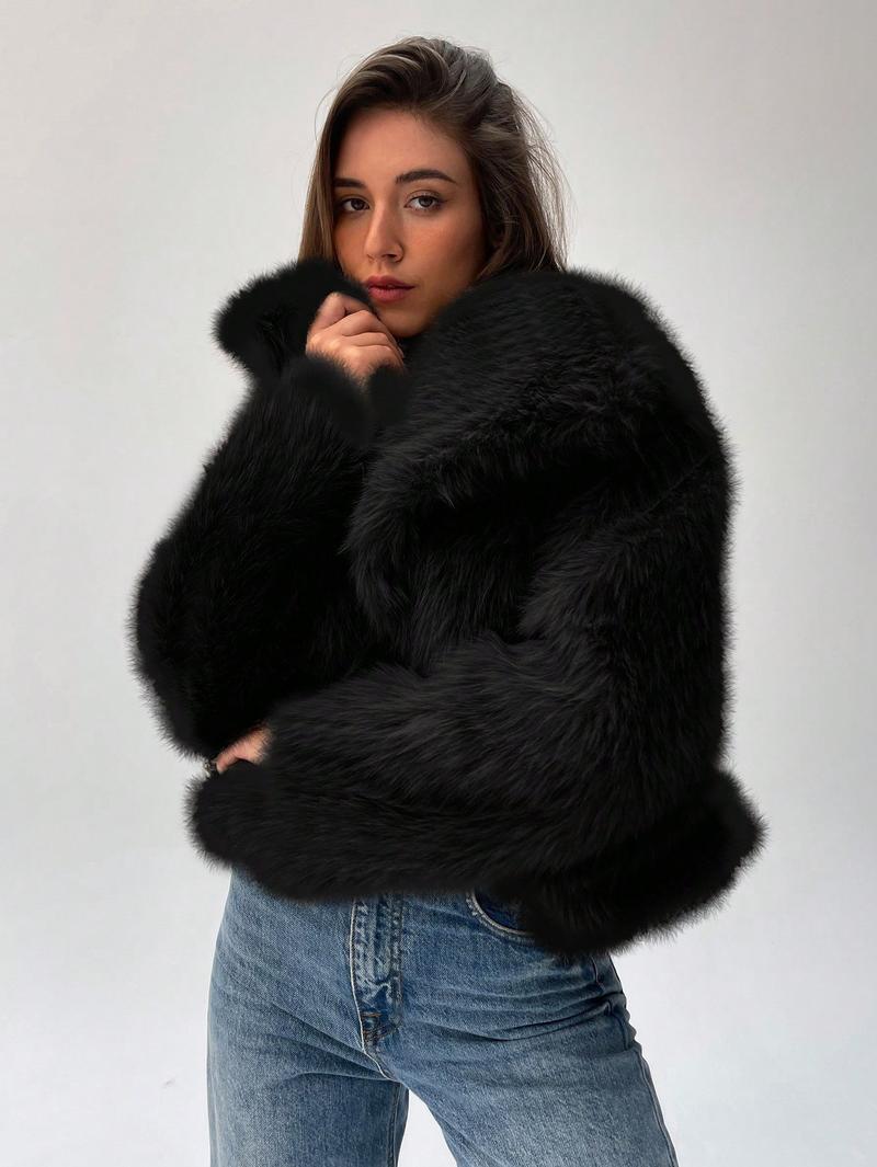 Femmes Veste en fausse fourrure élégante Manches surdimensionnées Tendance