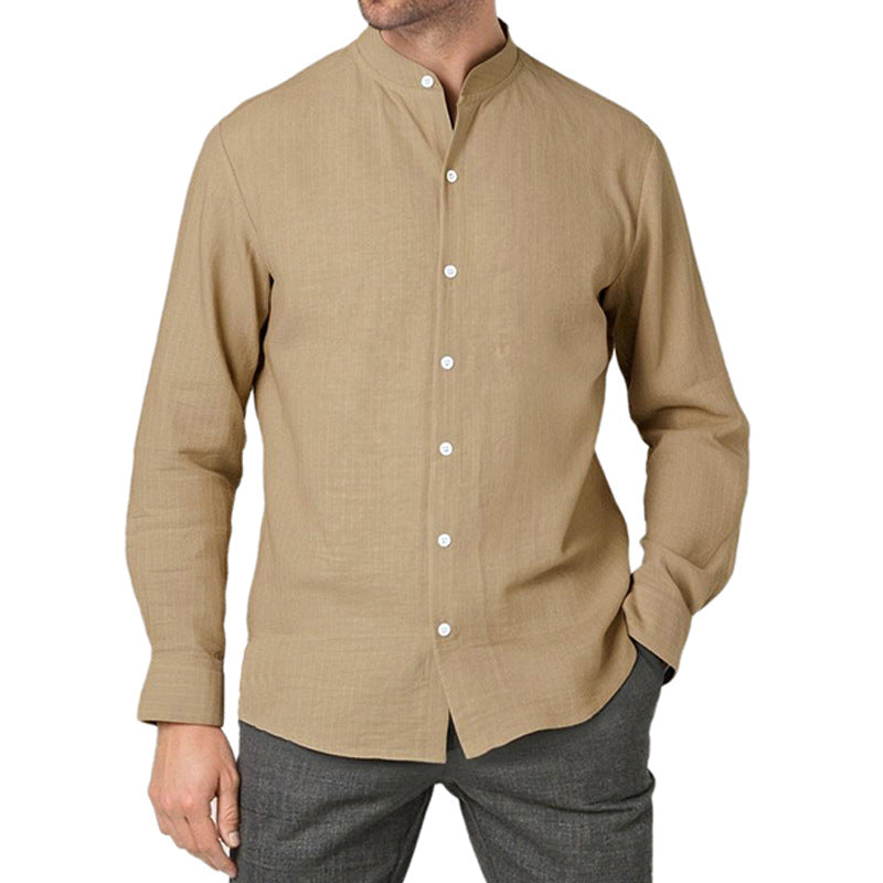 Chemise homme moderne rayée col montant élégant