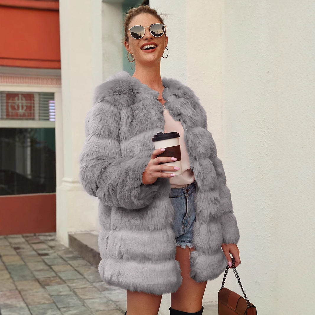 Veste en fausse fourrure longue femme, coupe ample et moderne