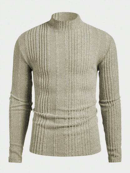 Pull homme tricot col montant effet côtelé