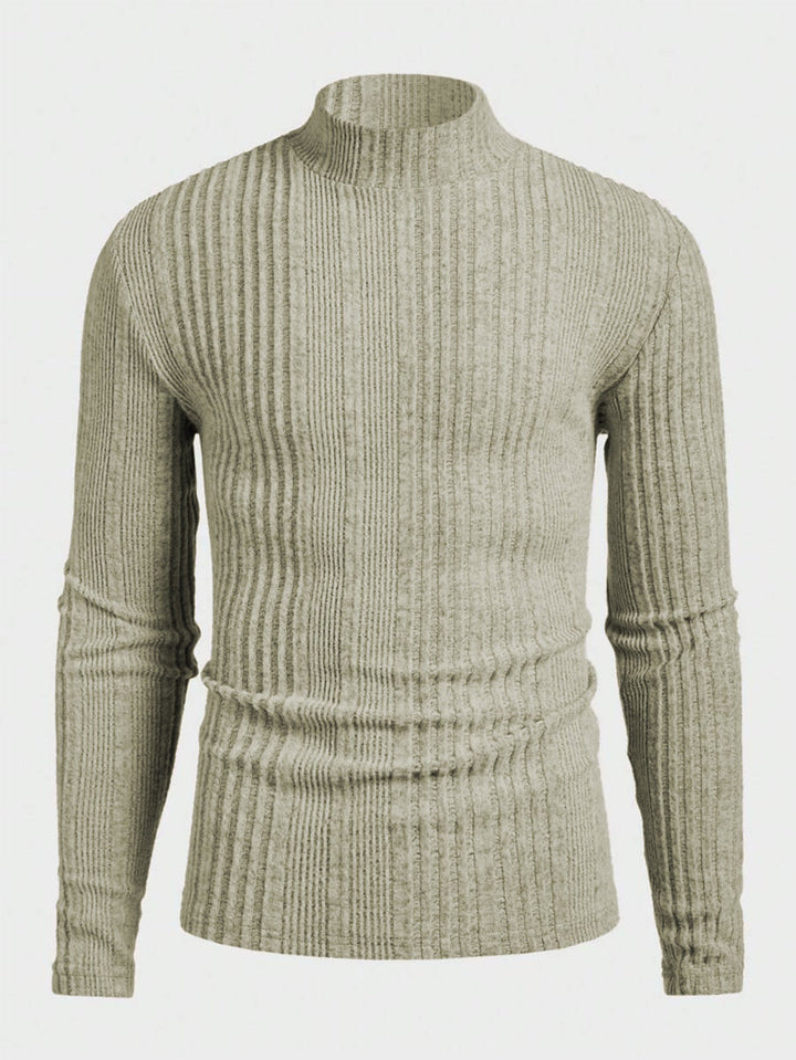 Pull homme tricot col montant effet côtelé