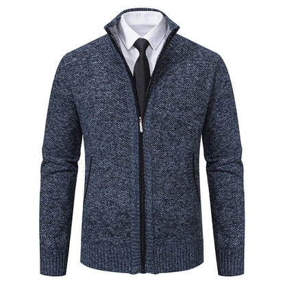 Cardigan Homme Élégant Col Montant Fermeture Éclair