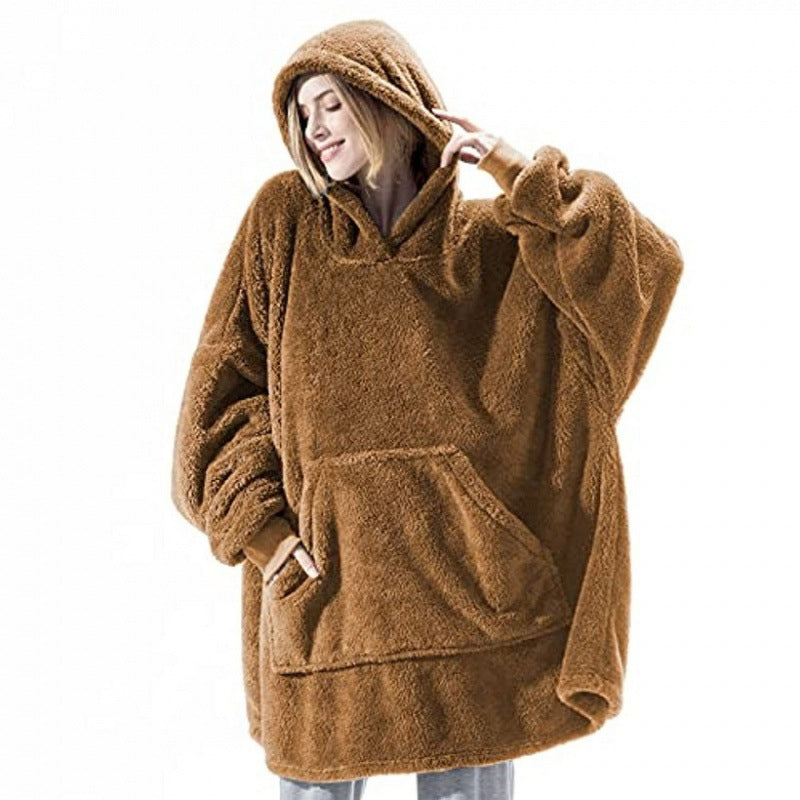 Sweat à capuche oversize doux en polaire pour femme