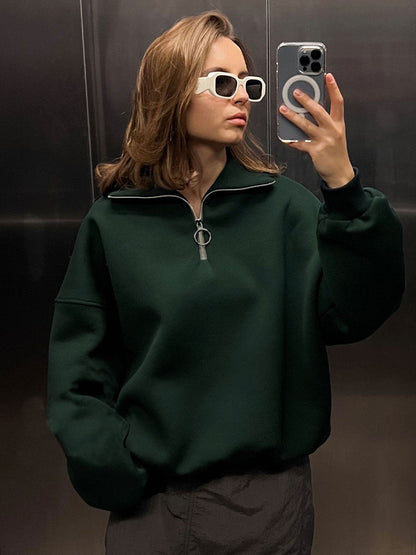 Pull femme moderne col montant zippé
