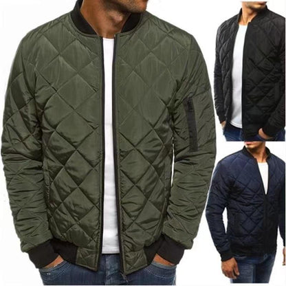 Herren Steppjacke Warm Elastisch Reißverschluss Taschen - IdealeKleiden