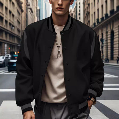 Blouson universitaire rétro sportif pour hommes à manches contrastées