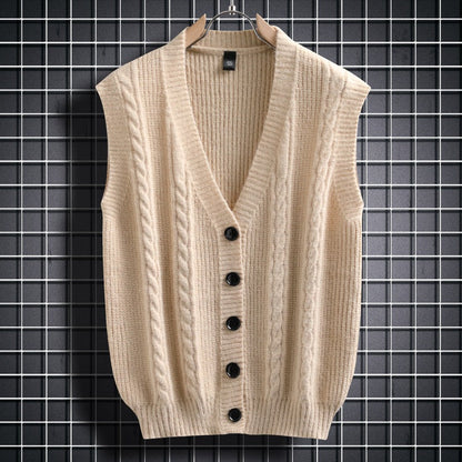 Cardigan sans manches homme, torsadé, design élégant