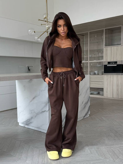 Ensemble de survêtement à capuche femme, sportif et confortable
