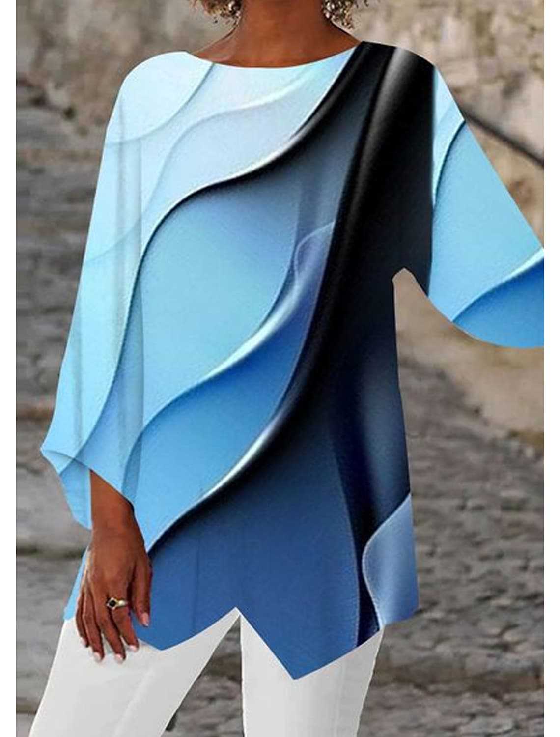 Blouse oversize pour femme, motifs modernes, grandes manches