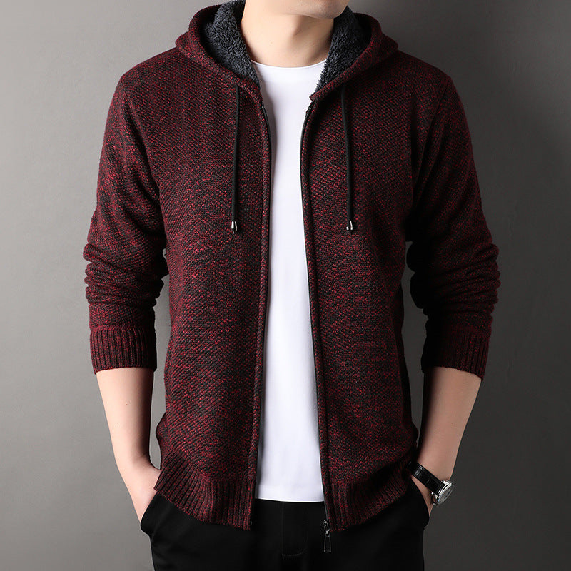 Cardigan Homme Capuche Doublé Doux Tendance