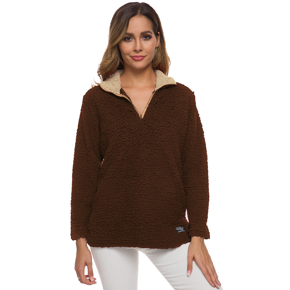 Polaire pour femme douce à col montant zippé