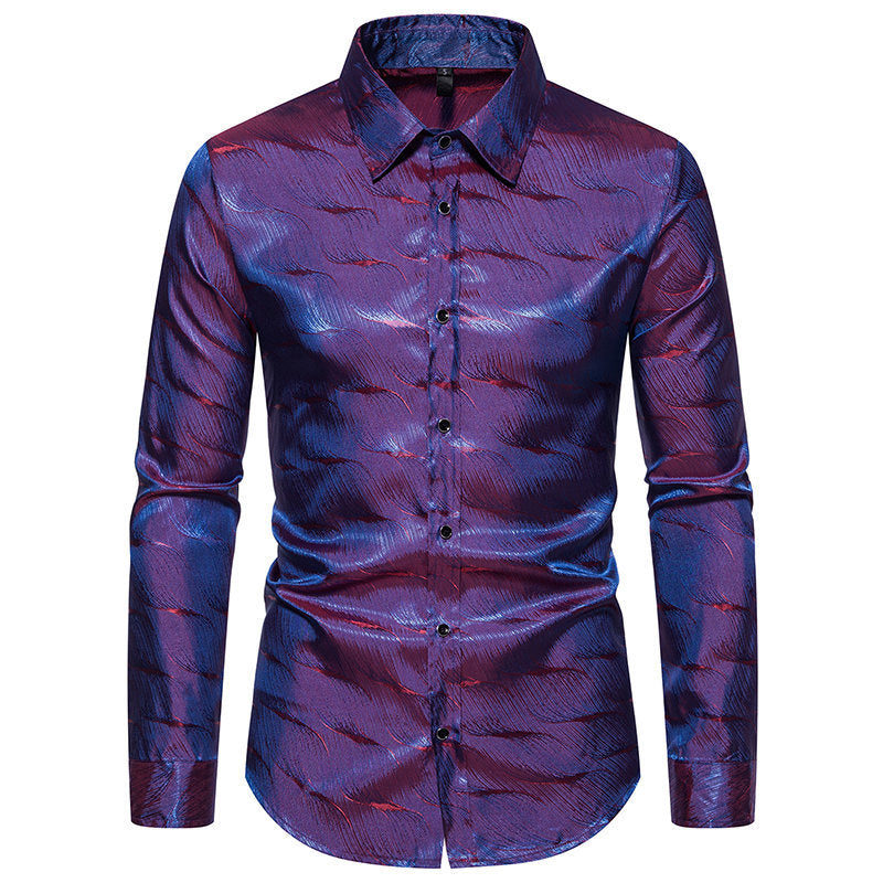 Chemise élégante à manches longues pour homme avec motif ondulé