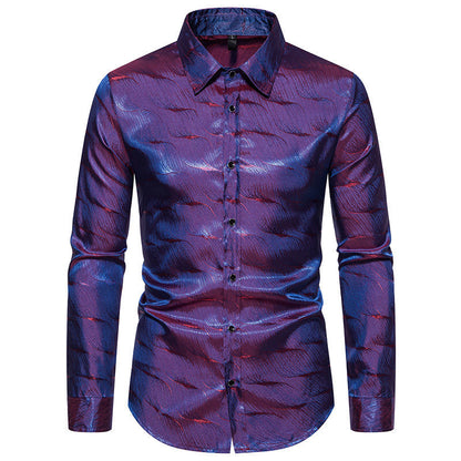 Chemise élégante à manches longues pour homme avec motif ondulé