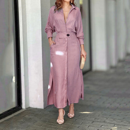 Robe longue élégante en lin pour femme